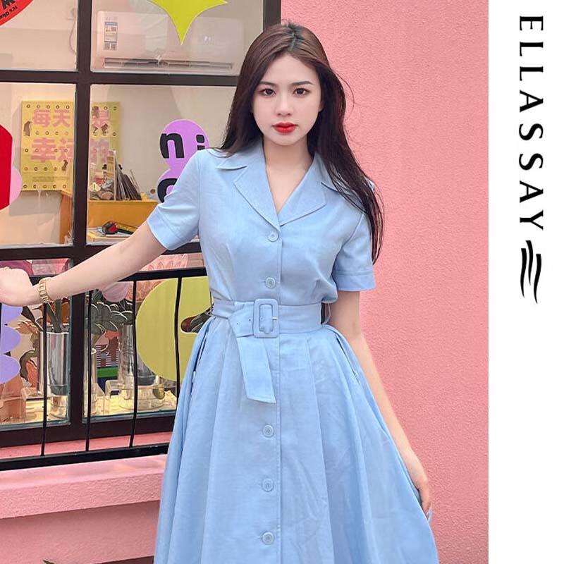 ELLASSAY Women's Spring/Summer Retro Lapel Dress EWE342Y03200