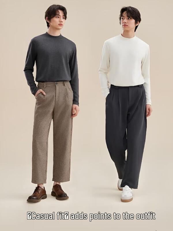 FUNIBAOLUO Men's Wool Modal Mid-Neck Base Layer Top