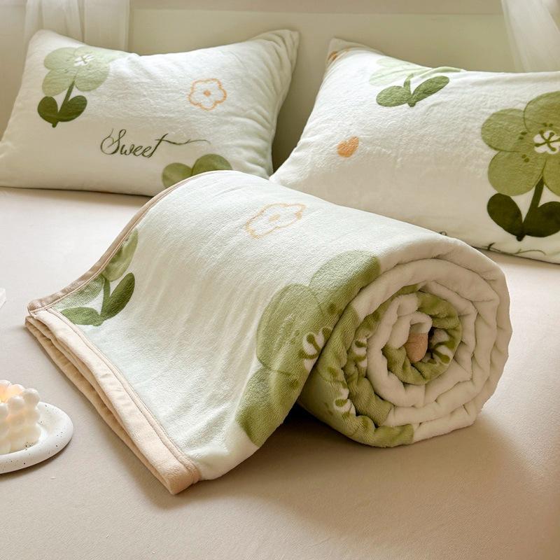 Encrypted High Weight Milk Plush Blanket, Cloud Mink Velvet Printed Cover Blanket, Can Sleep Naked Blanket