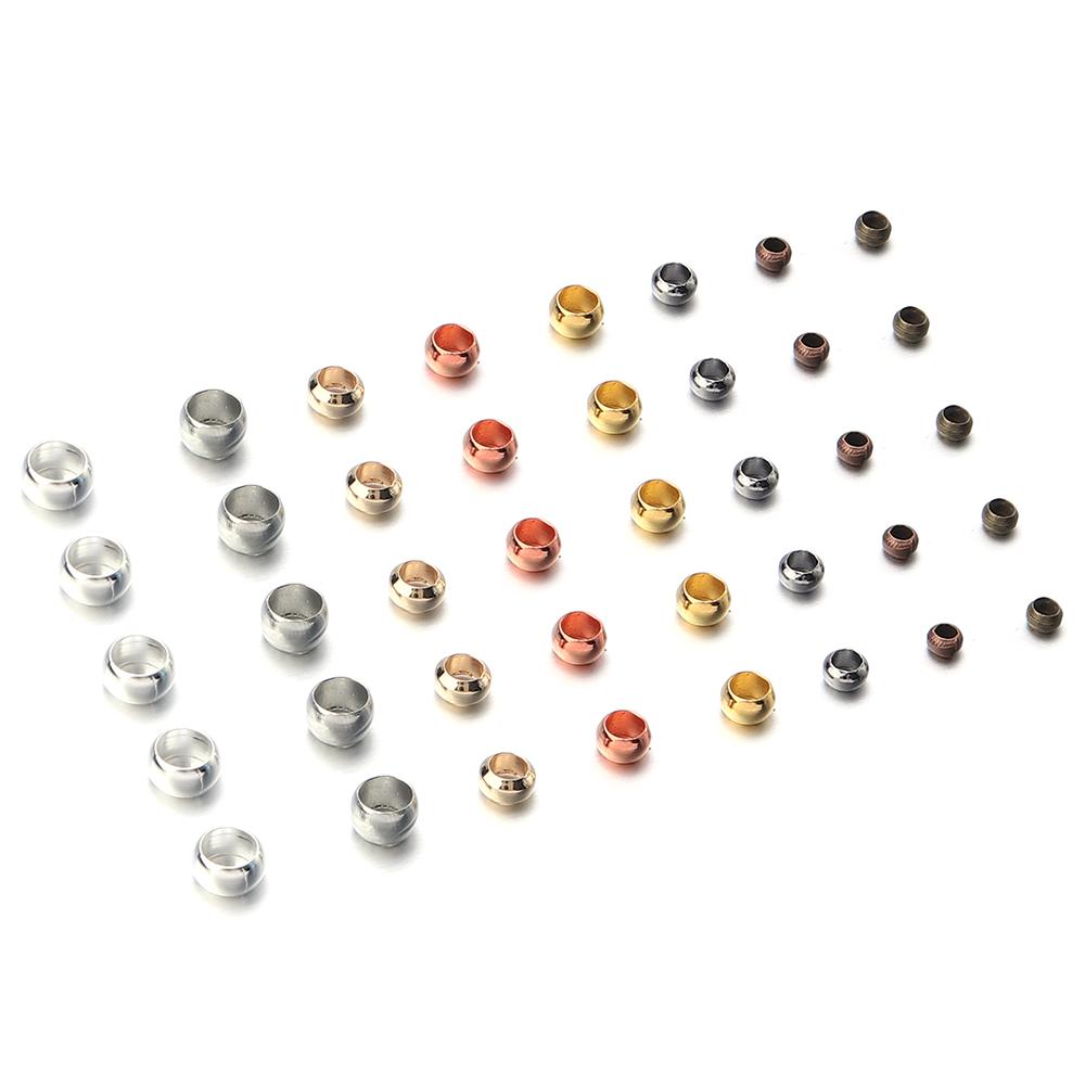 200pcs/lot 2/2.5/3/3.5/4mm Copper Spacer Beads Loose Beads Big Hole Beads For Jewelry Making DIY Handmade Accessories