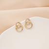 Brincos de Metal Dourado com Cristais em Forma de Gota Dupla Círculo Simples Coreanos Para Mulheres Moda Pequenos Pendientes Joias Melhores Amigas Presentes