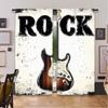 Rock Music Curtains Detailed Guitar Strings Retro Halftone Suitable Living Room Bedroom Set Of 2 Made Polyester Sitting Decor