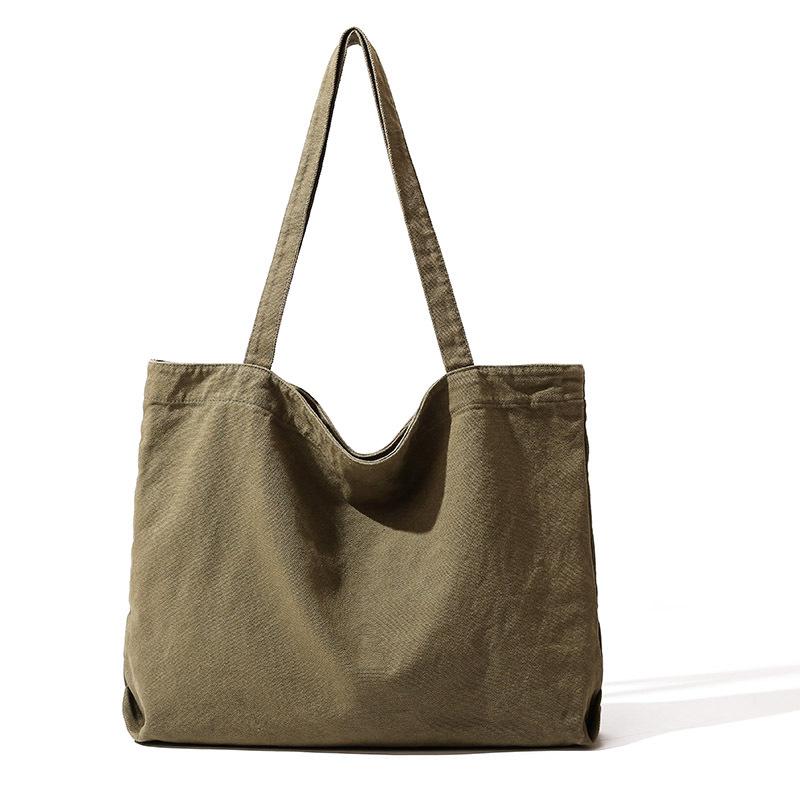 Large Capacity Tote Bag Female Canvas Bag Student Class Shoulder Bag Retro Cloth Bag Simple Versatile Cloth Bag Trendy