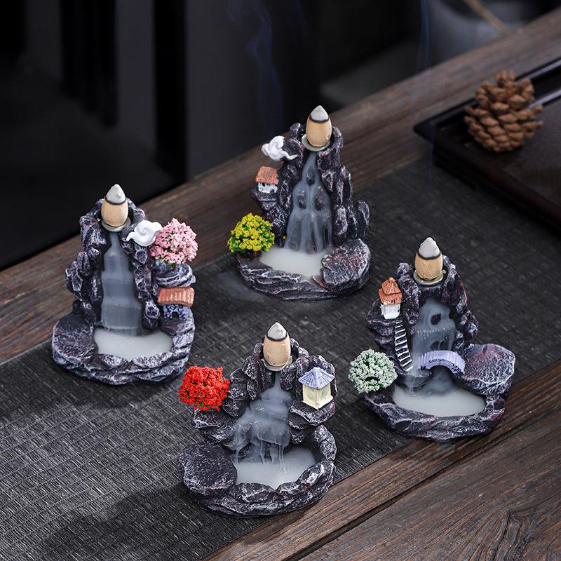 Weihrauchbrenner im Wasserfall-Stil, Heimdekoration, Gegenstrom-Weihrauchhalter, Aromatherapie-Dekoration mit Gegenstrom-Weihrauchkegel