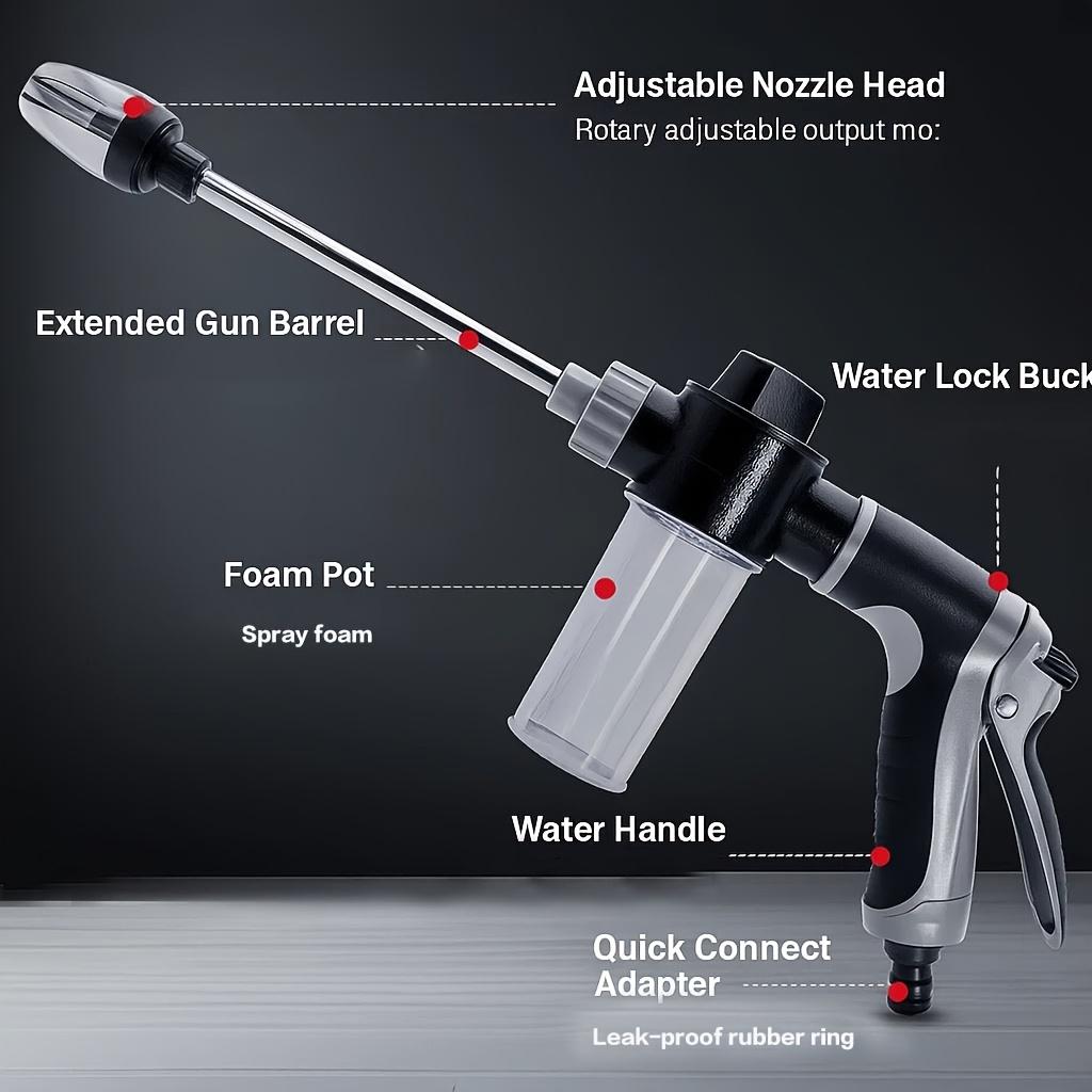 1pc High-Pressure Car Wash Gun RV Cleaning Plastic Gun Body Long Rod Nozzle Garden Hose Nozzle Garden Sprinkler Multi-Functional
