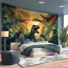 Kids Dinosaur Sunset Tapestry, 150x100cm Tropical Jungle Waterfall Jurassic Landscape Wall Art for Bedroom, Living Room