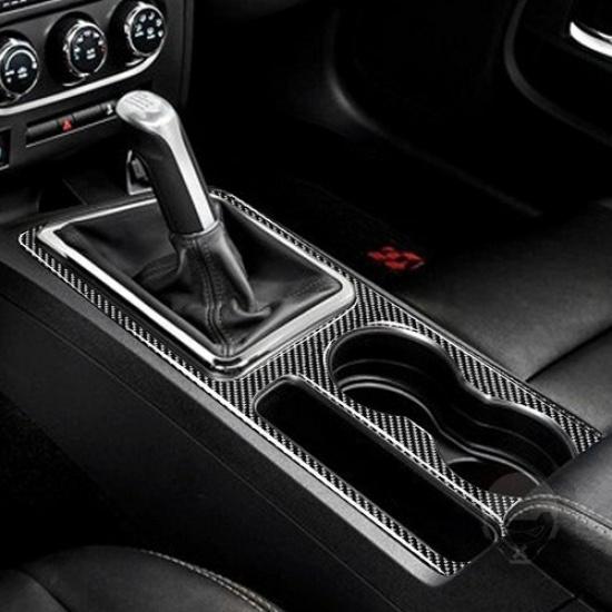 Gear Shift Panel Cup Holder Cover Trim For Dodge 2009-14 Challenger Carbon Fiber