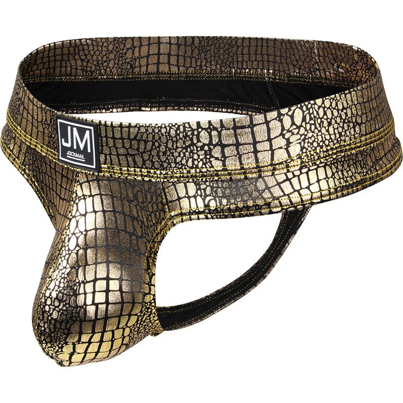 Tanga JOCKMAIL Mote Slangemønster Imitert Skinnmateriale, Lav Midje Sexy Herre Tanga Undertøy Klubb Party Daglig Casual Herre T-bakc Underbukser
