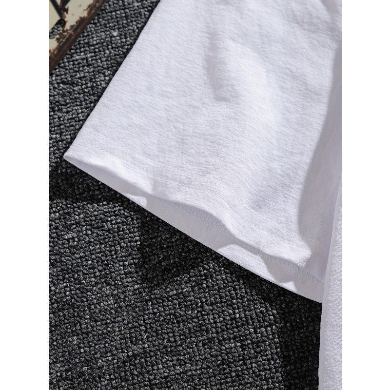Men's 100% Cotton T-Shirt, Casual Round Neck Short Sleeve Breathable and Moisture Wicking for Outdoor Leisure
