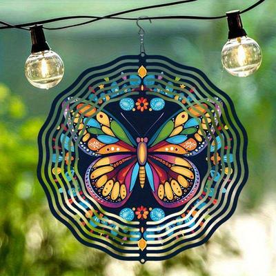 10 Zoll Hängender Windspinner mit 360-Grad-Haken für Balkon-Gartendekor Frühling Sommer Außendekoration