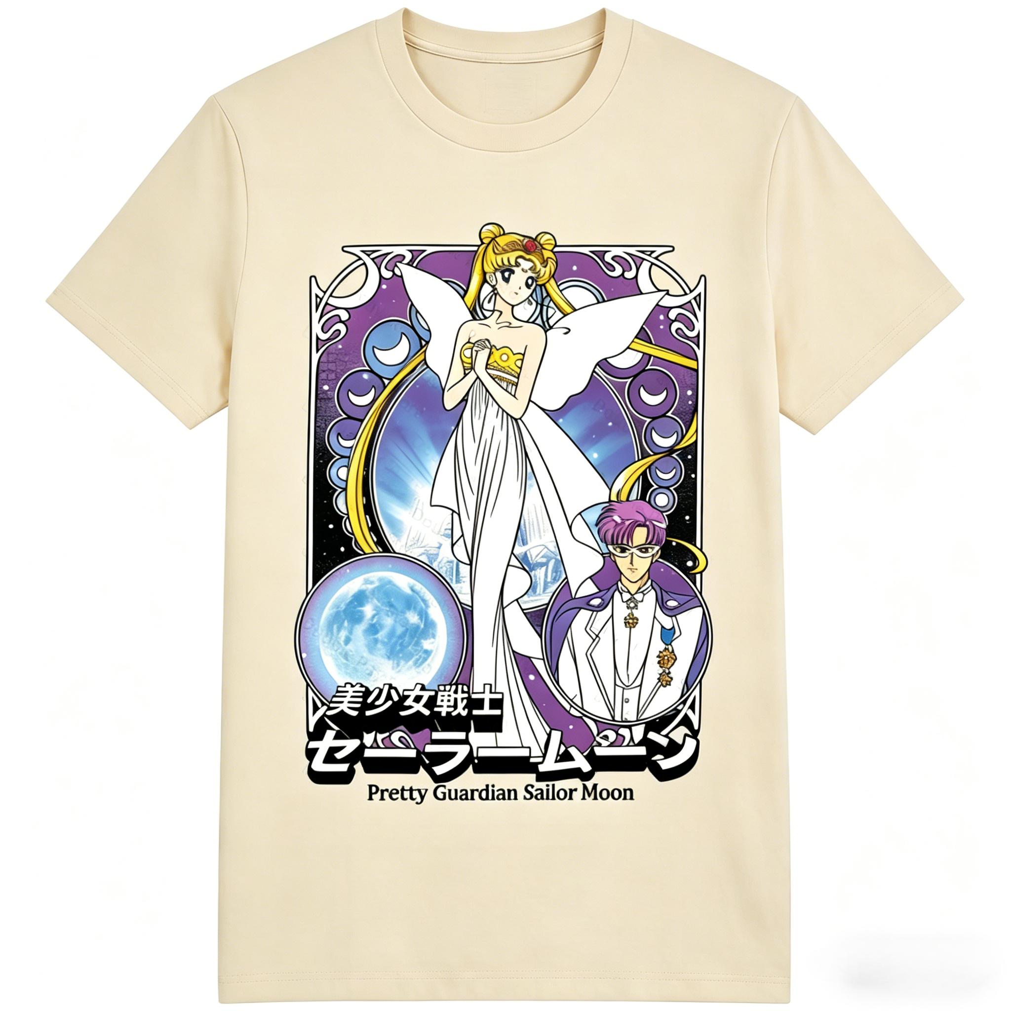 

Summer 2026 Sailor Moon Queen of Qunidi Yard Guard Theme 100 Cotton Print Loose Tshirt for Unisex and Women Parenting Top S