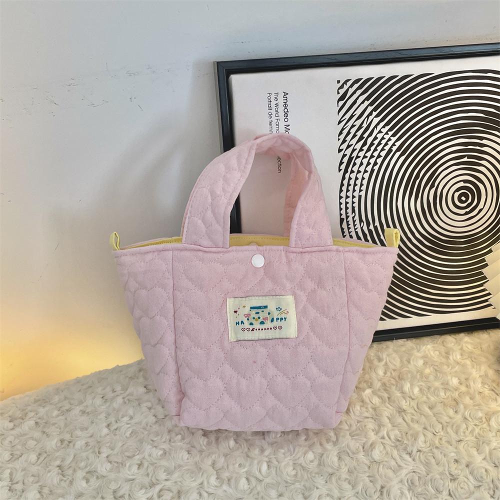 

Soft And Stylish Heart-shaped Tote Bag For Casual Daily Use With Dual Handles Light Pink Mini