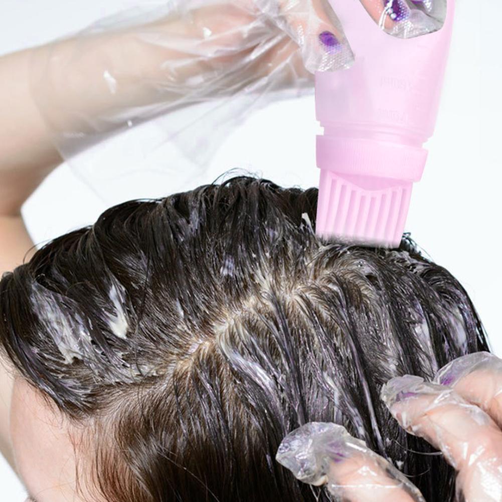 Hair Oil Application Bottle with 3 Pointed Mouth Caps and 6 Ounces Hair Dye Bottle Root Comb Hairdressing Dyeing Comb Bottles