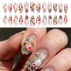 24 Pieces Almond Artificial Nail With Flower and Rabbit Glossy Press On Nail Full Cover Stick On Nail for Women Girls