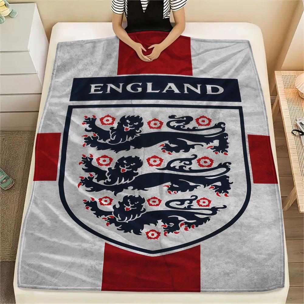 1PC England National Football Team Patterned Flannel Blanket Suitable For All Seasons for Home Decor Warmth and Comfort Gifts Holiday Present