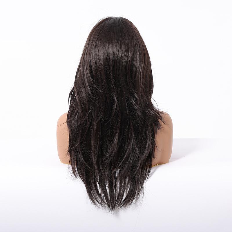 Women's Fashion Long Wavy Wig, Side-Swept Bangs High-Temperature Fiber Synthetic Hairpiece