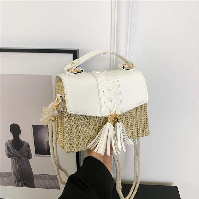 2024 Noua geantă de plajă portabilă cu iarbă țesută, geantă versatil cu ciucuri pentru fete, geantă de telefon mobil, geantă de mână