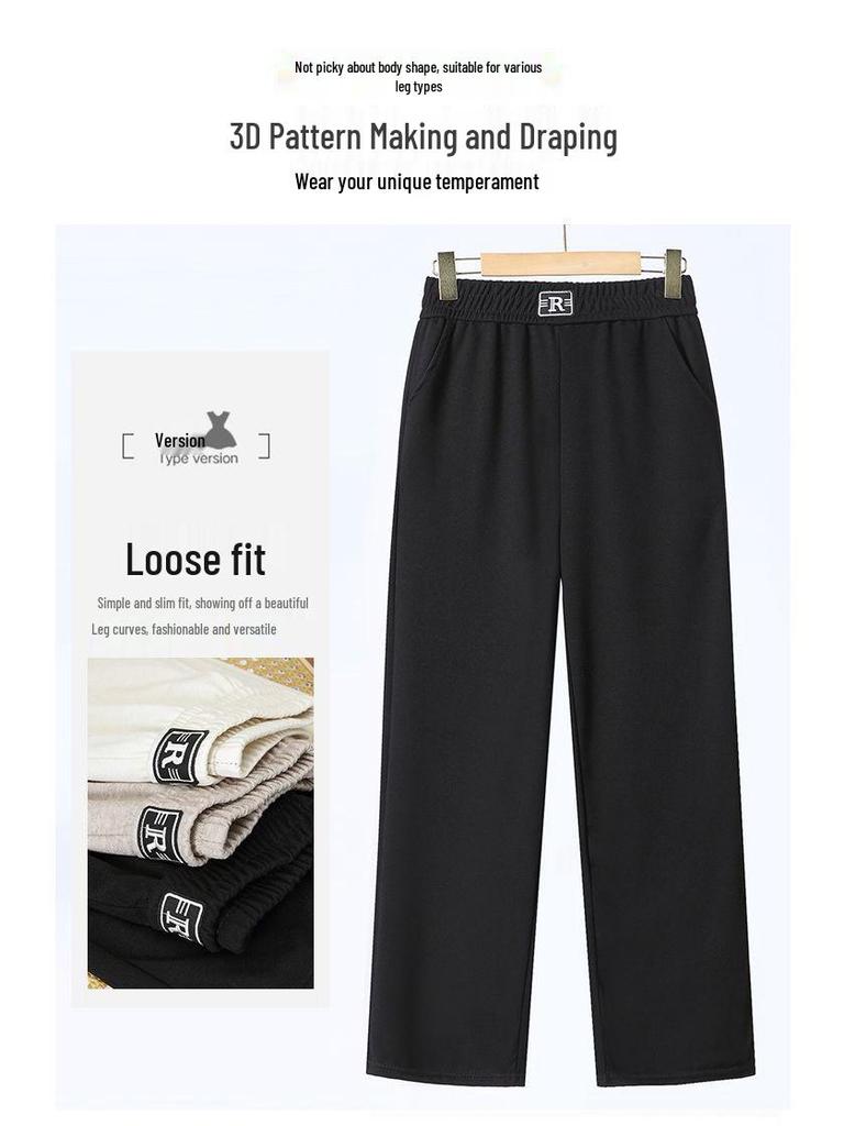 Pantalones de Cintura Alta Ajustados de Pierna Recta para Mujer - Estilo Holgado Drapeado Mom para Primavera y Otoño