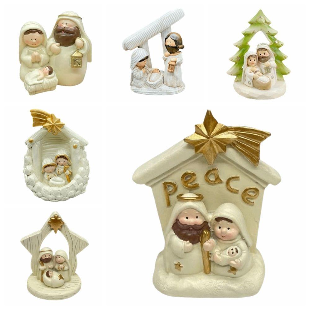 Christian Jesus Christ Family Figurine Xmas Scene Decor Nativity Family Sculpture Church