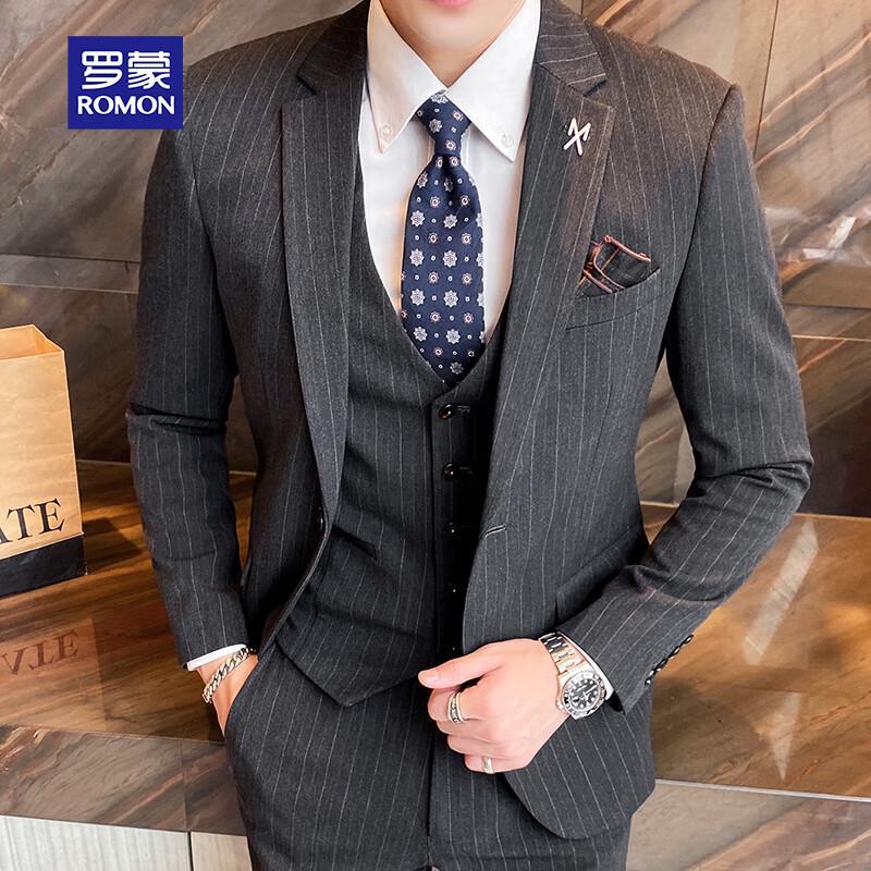 ROMON Men's Slim Fit Business Formal Suit
