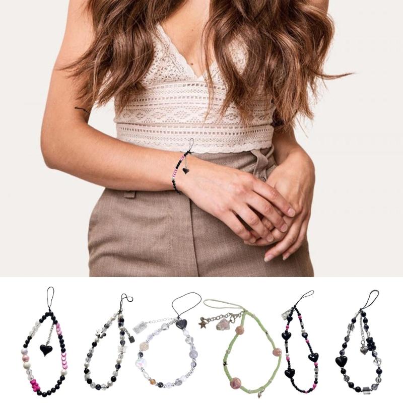 Creative Love Heart Mobile Phone Lanyard Keychain Lovely Charm Pendant Fashion Accessory for Trendy Girls Daily Use