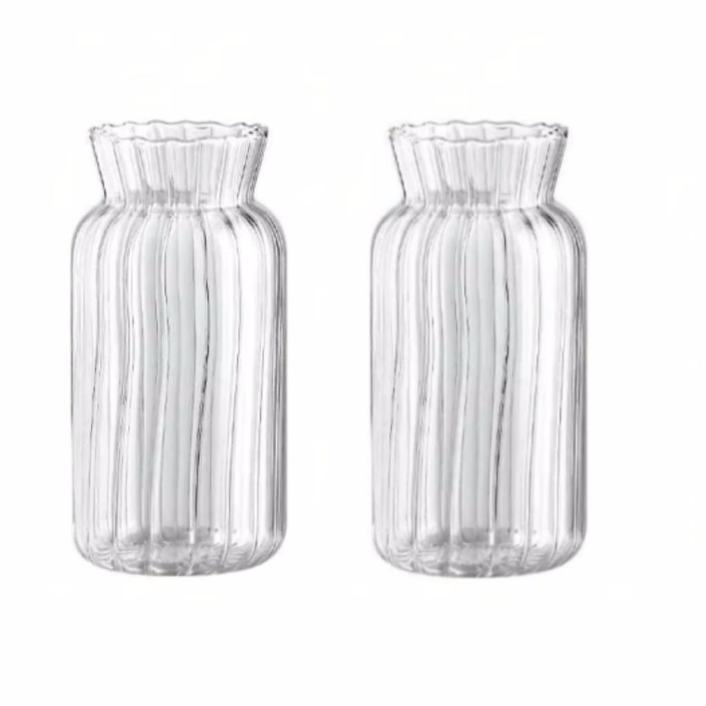 1/2pc Transparent Glass Vases Striped Hydroponic Plant Flower Pot  Living Room Bedroom Floral Plant Bottle Desktop Vase Decor