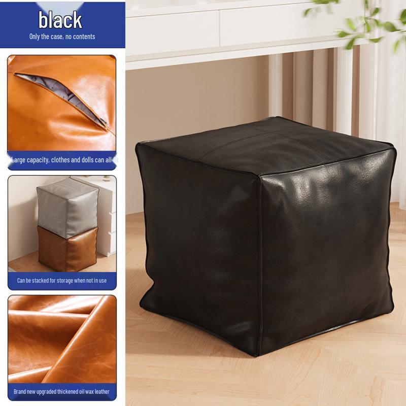 Skórzany marokański puf: Puf z funkcją przechowywania do salonu, Podnóżek do sofy, Stojak na nieużywane ubrania, Stołek do wykuszowego okna