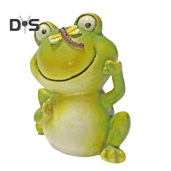 

Мультяшная фигурка тумана из смолы, приветствующая стрекозу, статую лягушку, скульптуру для домашнего офиса, рабочего стола, внутреннего и наружного садового украшения, орнамент B