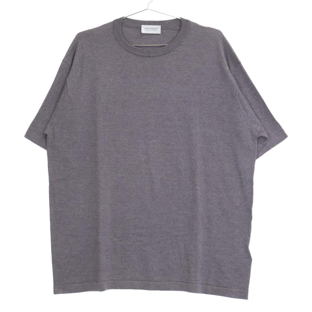 JOHN SMEDLEY Anthrazitgrau Wolle Rundhals Sommer Strickoberteile L Anthrazitgrau Gebraucht