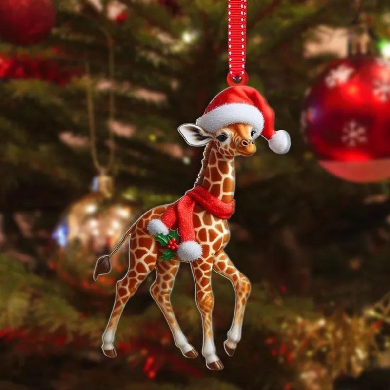 New Acrylic Flat Animal World Christmas Festival Party Pendant for Christmas Tree Decoration Pendant