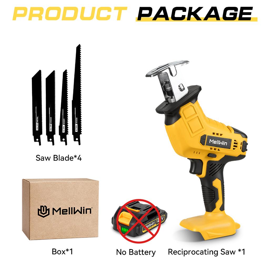 MELLWIN Cordless Electric Reciprocating Saw Handheld Wood Metal Pipe Cutting Electric Saw Tool For Makita 18V Battery Pin