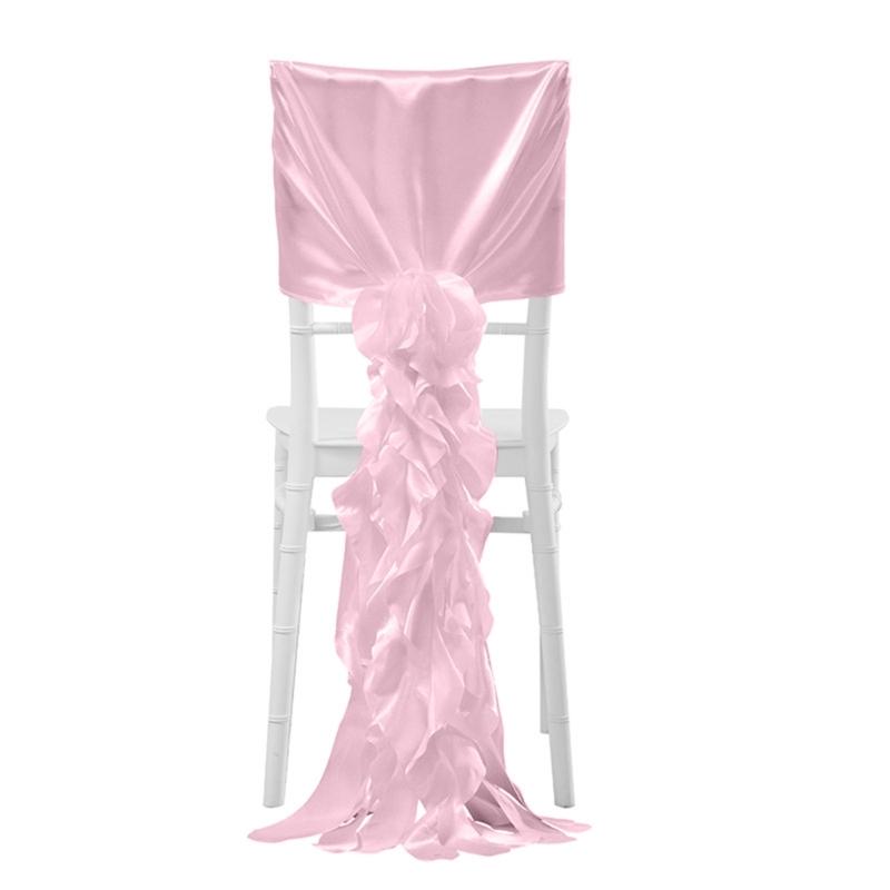 Chiffons Cover with Ruffle Satins Chair Cover for Bamboos Chairs for Weddings and Anniversaries розовый 1130₽