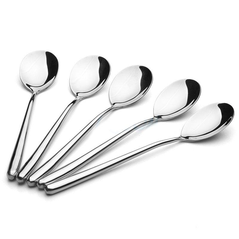 8.7'' Long Hand Grip Dinner Spoon Stainless Steel Table Spoon Round Dessert Mixing Scoop Hollow Handle Cooking Room Tableware 2/6/10Pcs