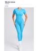 European & American 3D Backless Short Sleeve Jumpsuit - Autumn/Winter Yoga Activewear