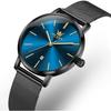 OLEVS Women's Minimalist Casual Watch Leather Band Waterproof Analog Quartz with Date Calendar Black Blue Mesh Strap