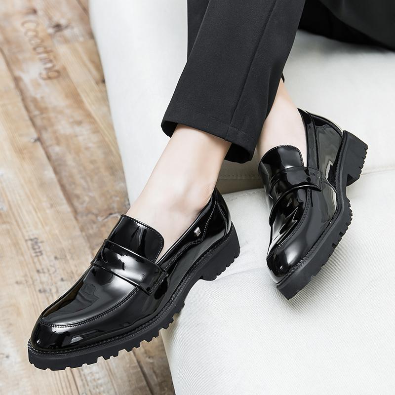 Men Loafers Formal Business Black Leather Shoes Office Shoes Casual Dress Prom Tuxedo Party Shoes Large Size