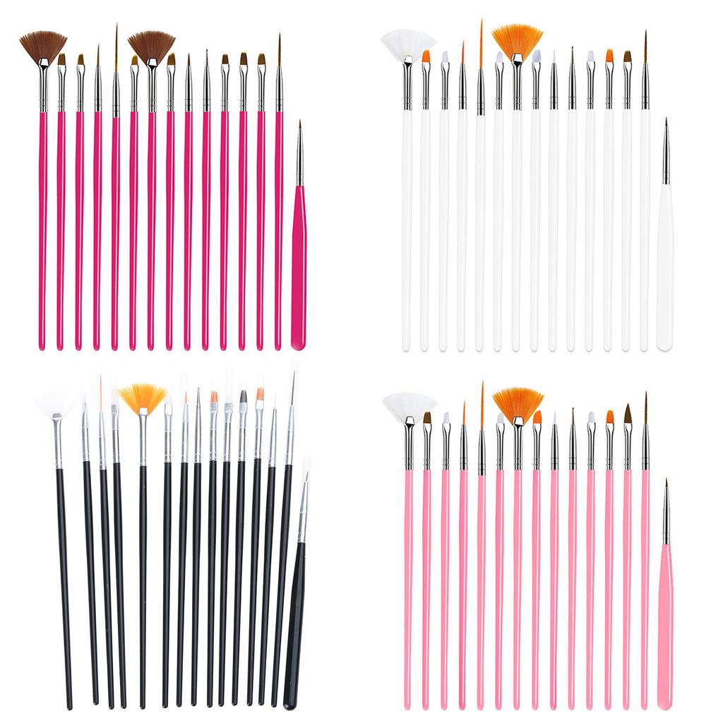 Professional Nail Art Brushes And Dotting Tools Set 15Pcs For Gel Nails UV Gel Designs Comfortable and Practical Handle