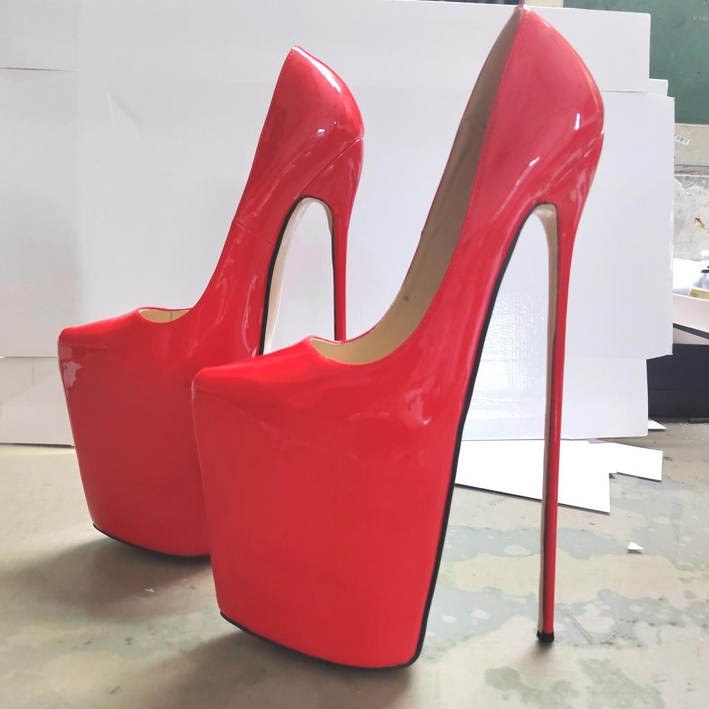 Crossdresser Stilettos Sexy 30cm Ultra Thin High Heels Pointed Toe Shoes Woman Waterproof 12 Inches Pumps Zapatos Mujer Big Size