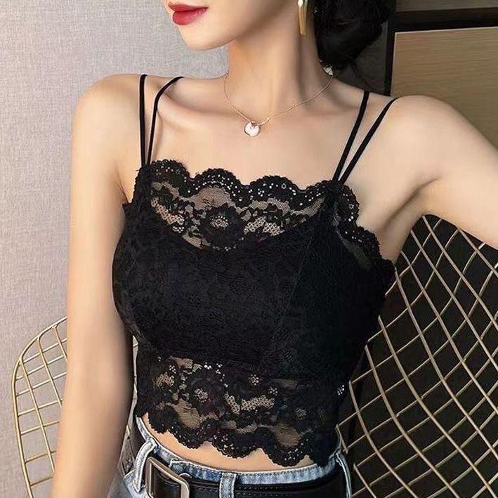 Lace Suspender Beautiful Back Vest Female Sexy with Chest Pad Tube Top Summer Thin Breathable