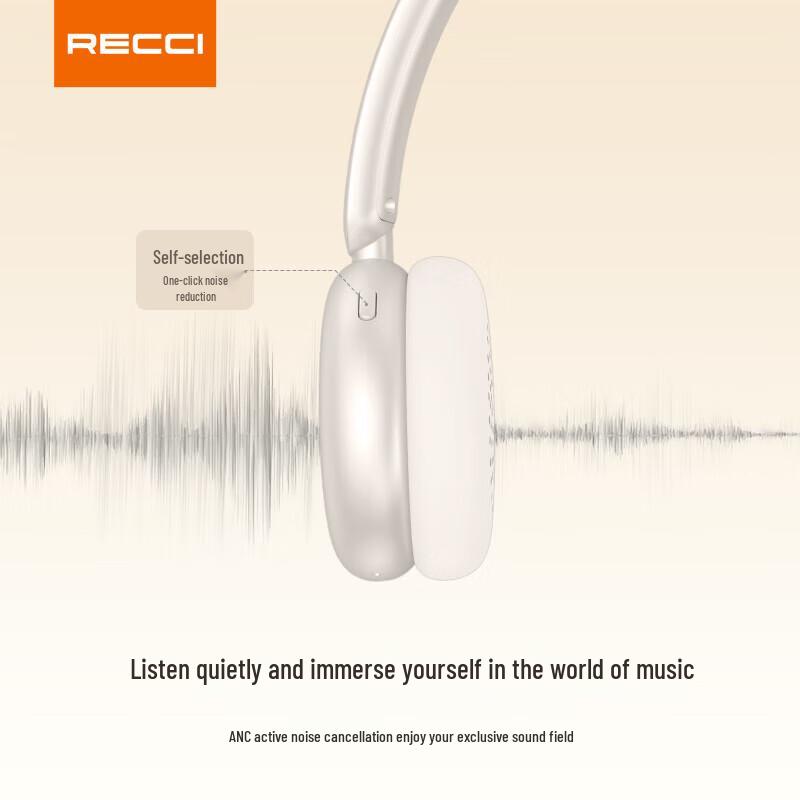Recci REP-W95 Noise-Cancelling Wireless Over-Ear Headphones