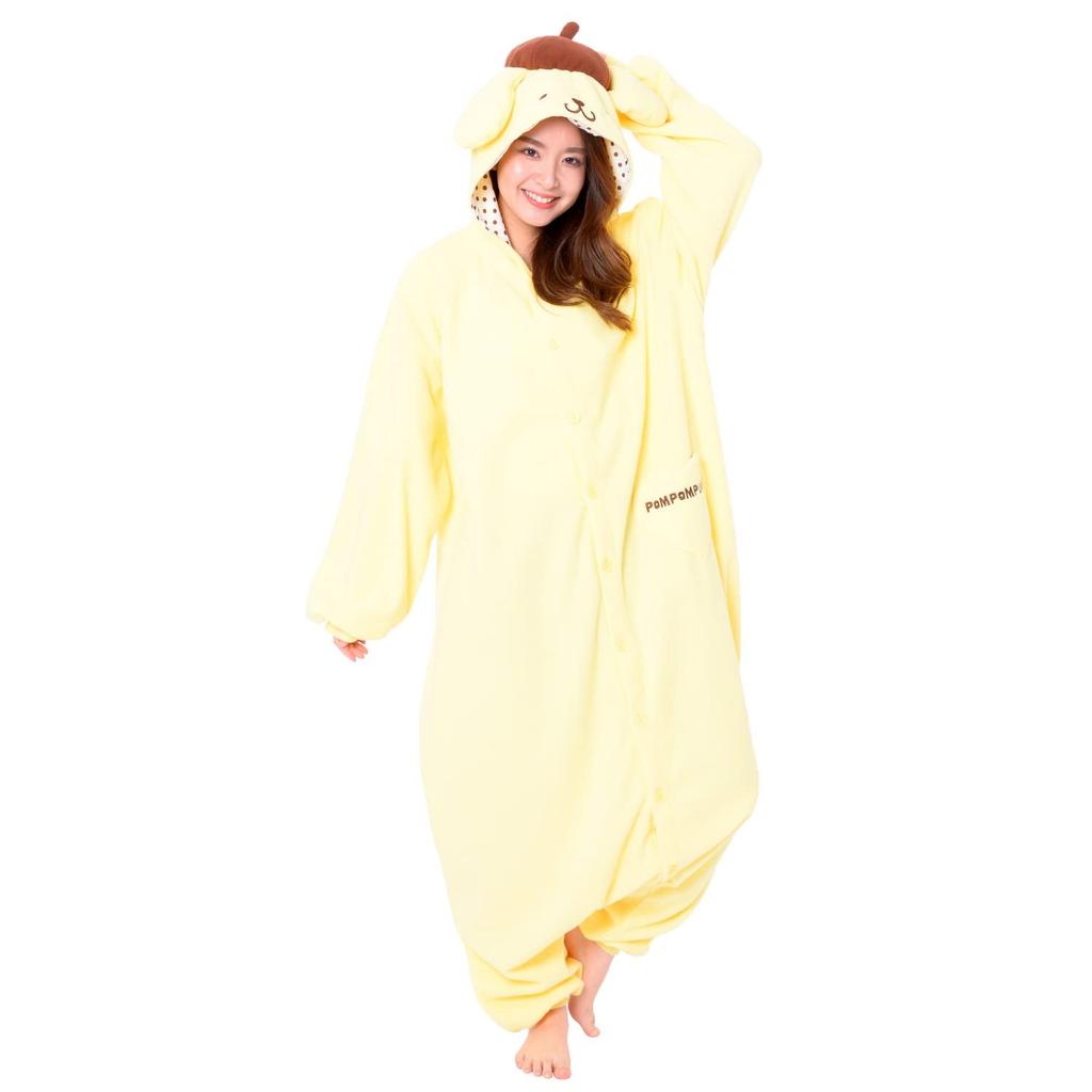 SAZAC Character Fleece Kigurumi, One Size Fits All, Sanrio Pompompurin