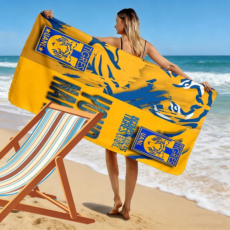 Name Custom Tigres UANL Logo Print Beach Towel, Large Soft Quick Dry Towel for Beach Camping Swimming