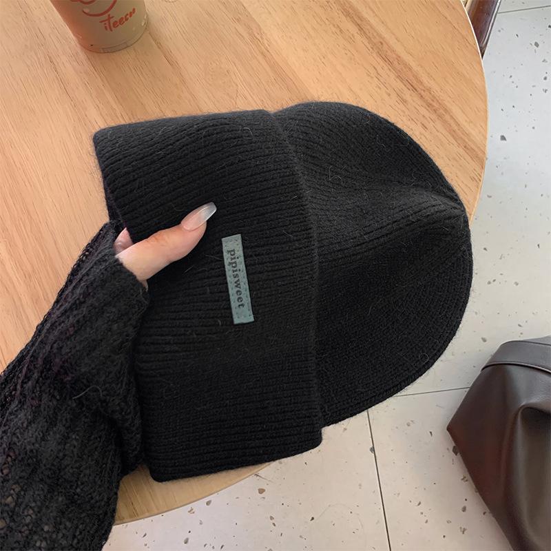 Rabbit Fur Knitted Hat Women's Autumn and Winter 2025 New Big Head Circumference Warm Thickened Wool Hat Showing Small Face Gray Cold Hat