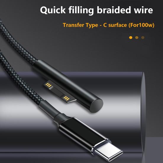 Charging Cable Safe Fast Charging 1.8m 102W 15V 4A PD Type-C Charger Cord for Microsoft Surface Pro 6/5/3/4