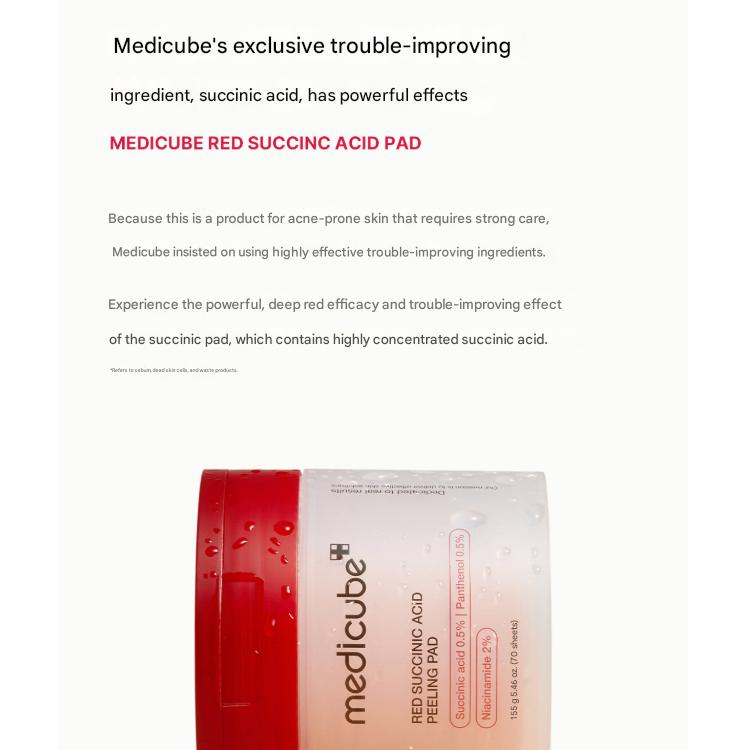 Medicube Red Succinic Acid Pads 70 Sheets (155 G) (3 Options)