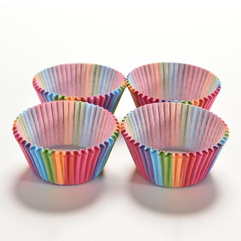Neu Regenbogen farbe 100 stücke cupcake liner backen cupcake papier muffin fällen Kuchen box Cup tray