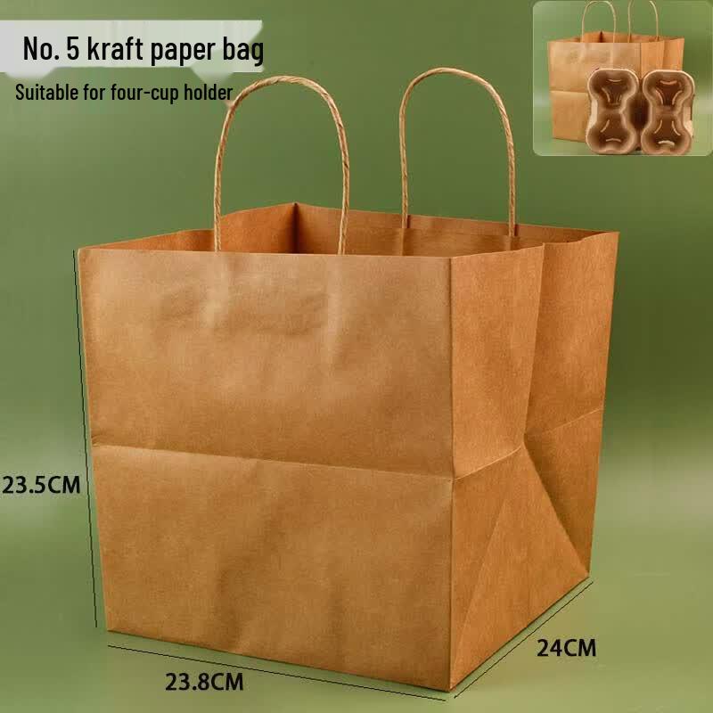 Hengming Taihe Disposable 4-Cup Kraft Paper Carrier Bag