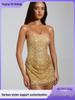 European & American Fashion Sparkly Bandage Bodycon Evening Dress with Low-Cut Design