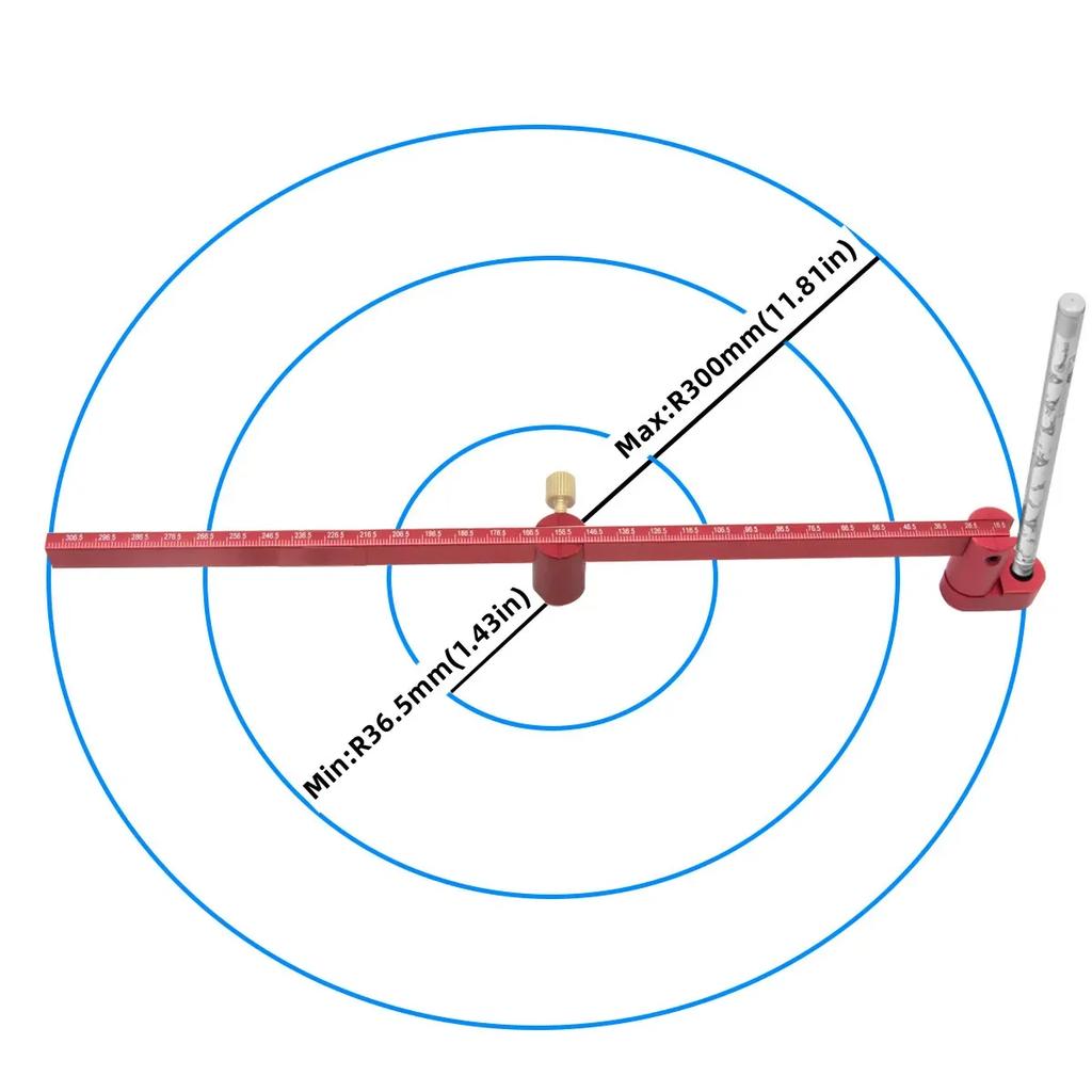 Metric & Inch Adjustable Drawing Circle Ruler,Aluminum Compass Scribe Center Finder,Woodworking Fixed-Point Circle Line Marking