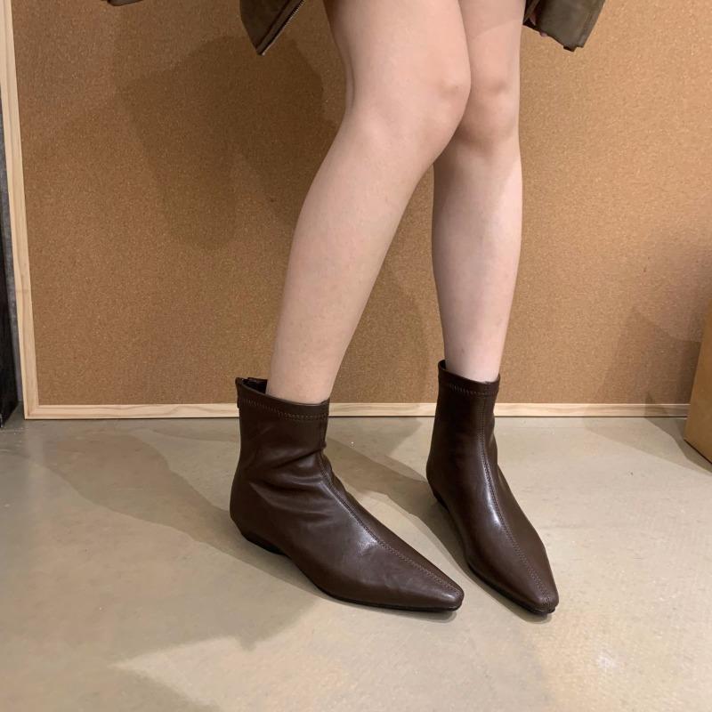 Retro Wedge Boots In Spring and Autumn New Style Pointed-toe Shoes, Short Boots for Women
